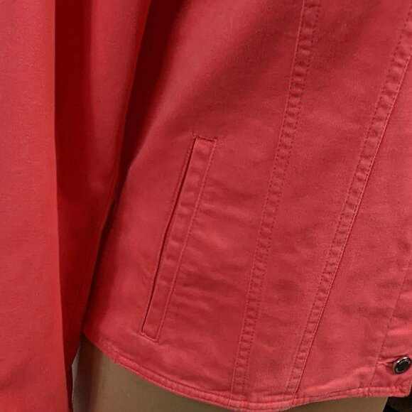 JONES NEW YORK COUNTRY Cotton Button Front Denim Jacket Coral Size Small - Picture 6 of 16
